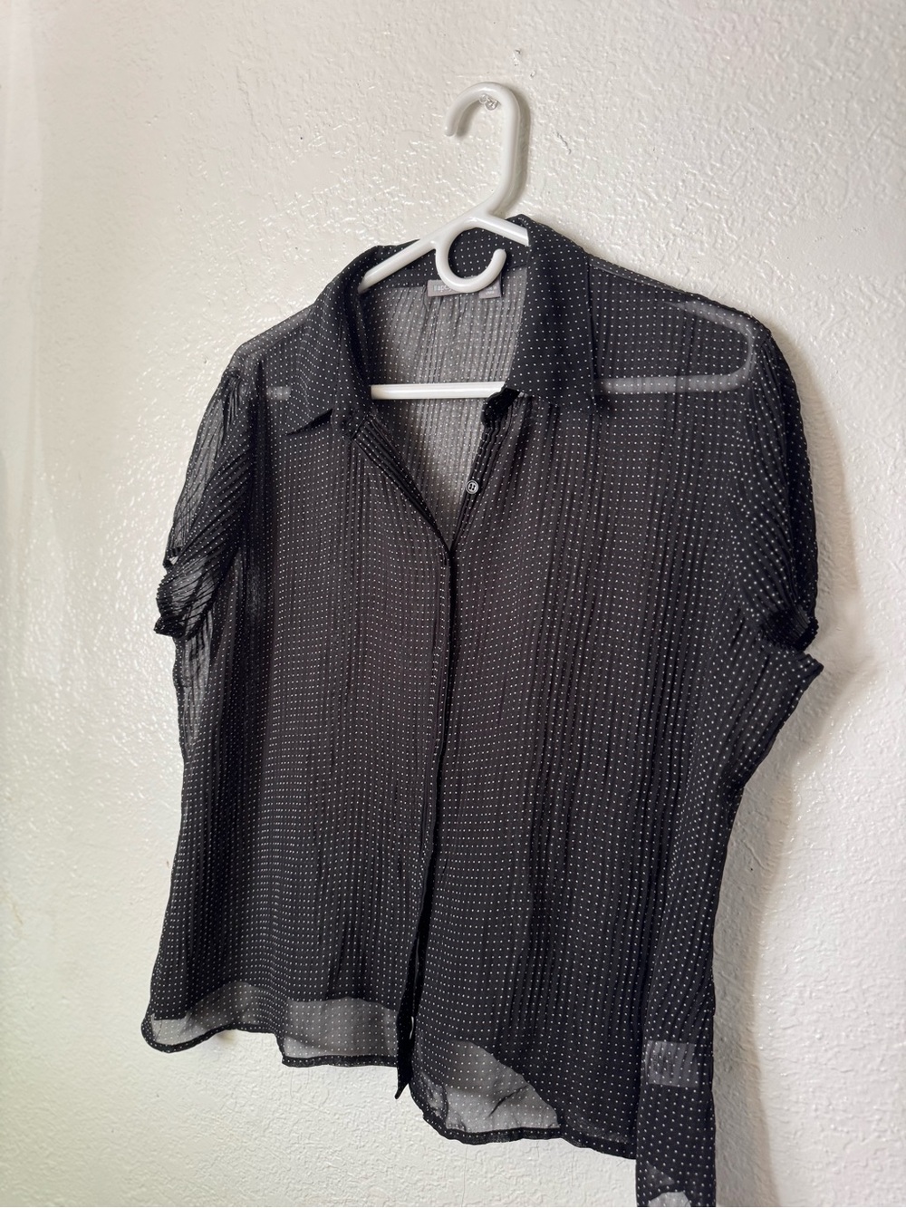 Apt. 9 Black Polka Dot Sheer Button Blouse